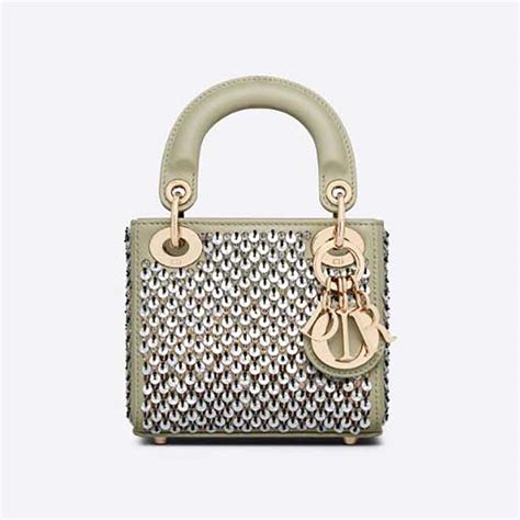 Micro Lady Dior Bag Sage Green Embroidered .